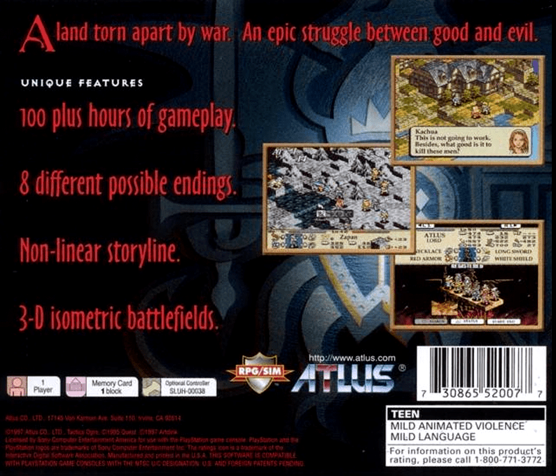 Tactics Ogre — box-2D-back (US)
