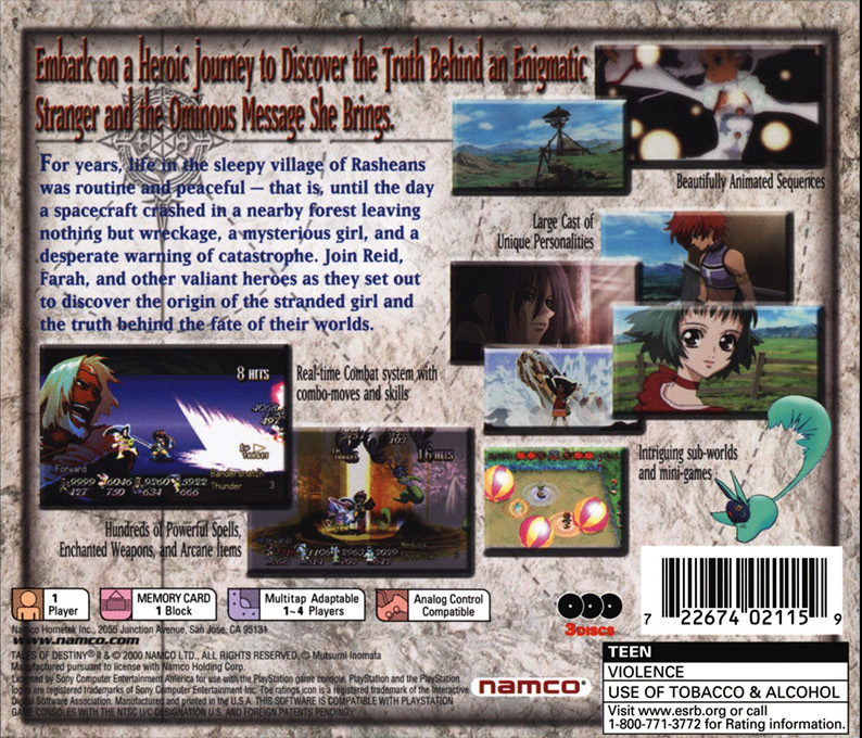 Tales Of Destiny 2 — box-2D-back (US)
