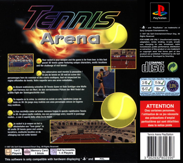 Tennis Arena — box-2D-back (EU)
