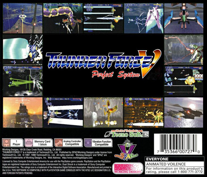 Thunder Force 5 - Perfect System — box-2D-back (US)