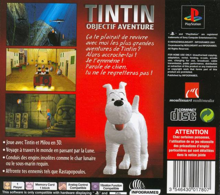 Tintin - Destination Adventure — box-2D-back (FR)