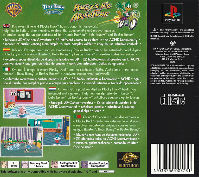 Tiny Toon Adventures - Plucky's Big Adventure — box-2D-back (EU)