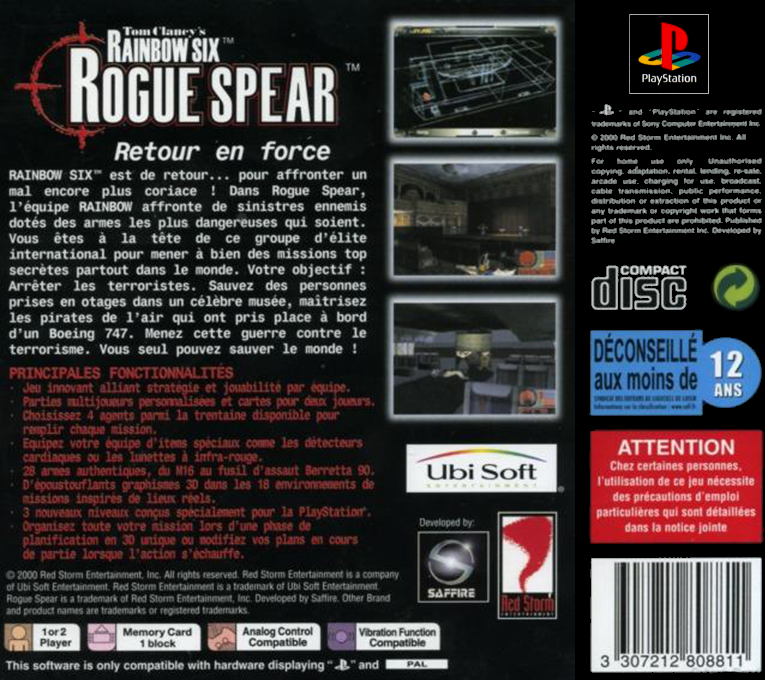 Tom Clancy's Rainbow Six - Rogue Spear — box-2D-back (FR)