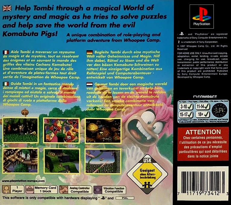 Tombi! — box-2D-back (EU)