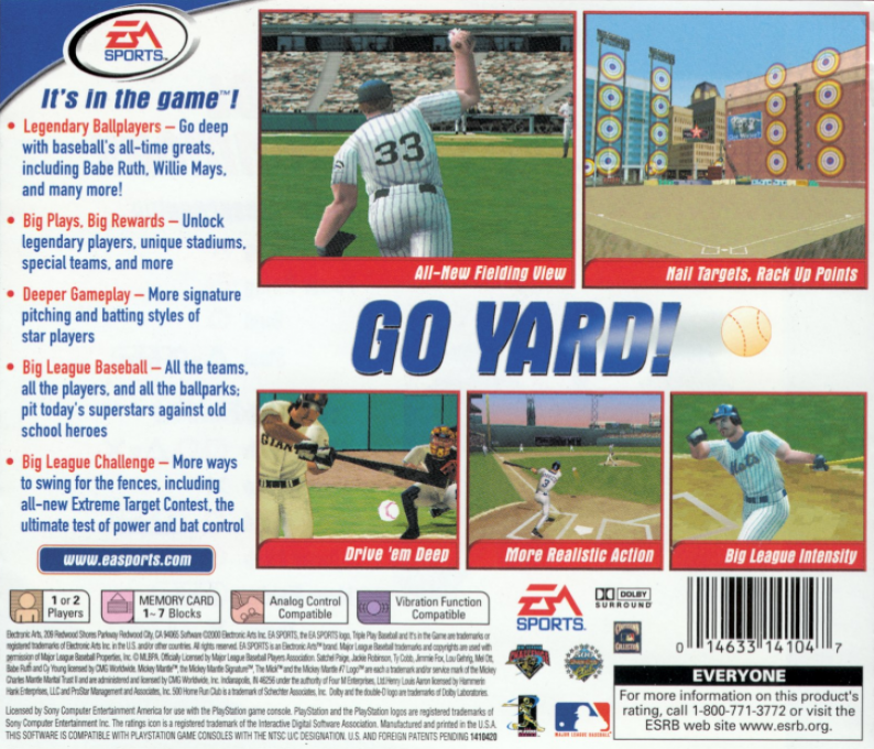 Triple Play 2001 — box-2D-back (US)