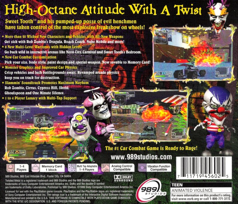 Twisted Metal 4 — box-2D-back (US)