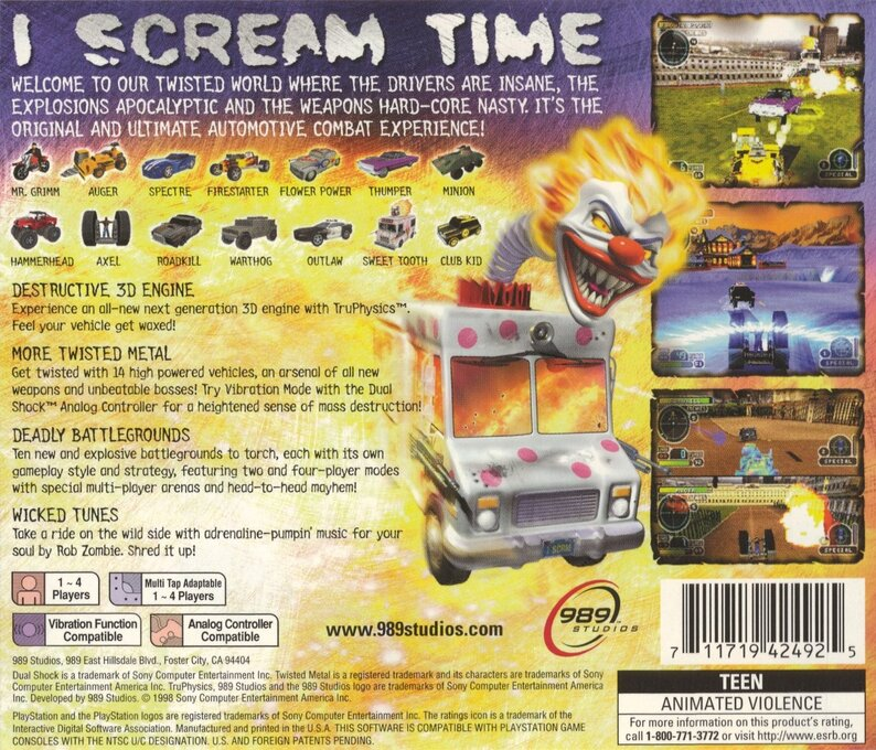 Twisted Metal 3 — box-2D-back (US)