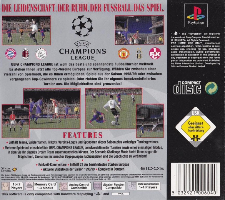 Uefa Champions League - Season 1998-99 — box-2D-back (DE)