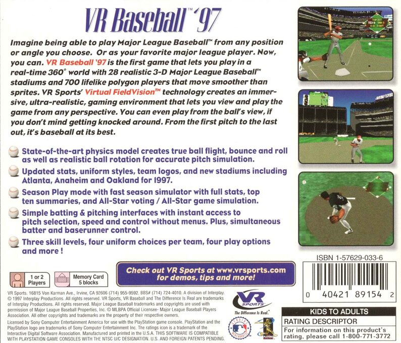 Vr Baseball '97 — box-2D-back (US)