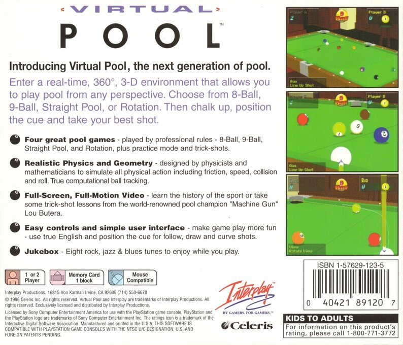 Virtual Pool — box-2D-back (US)