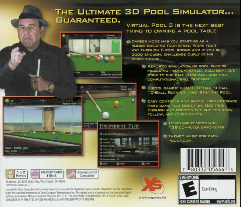 Virtual Pool 3 — box-2D-back (US)