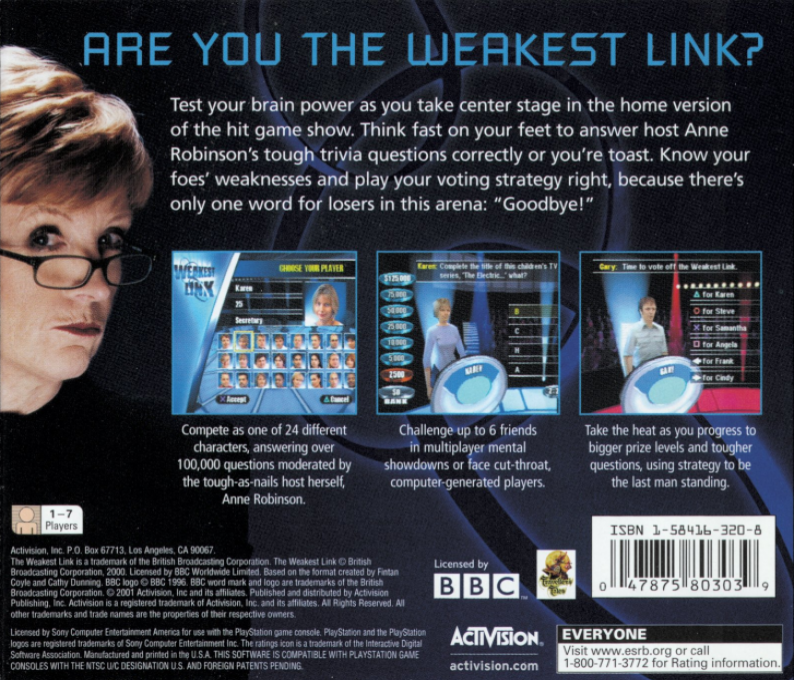 Weakest Link, The — box-2D-back (US)