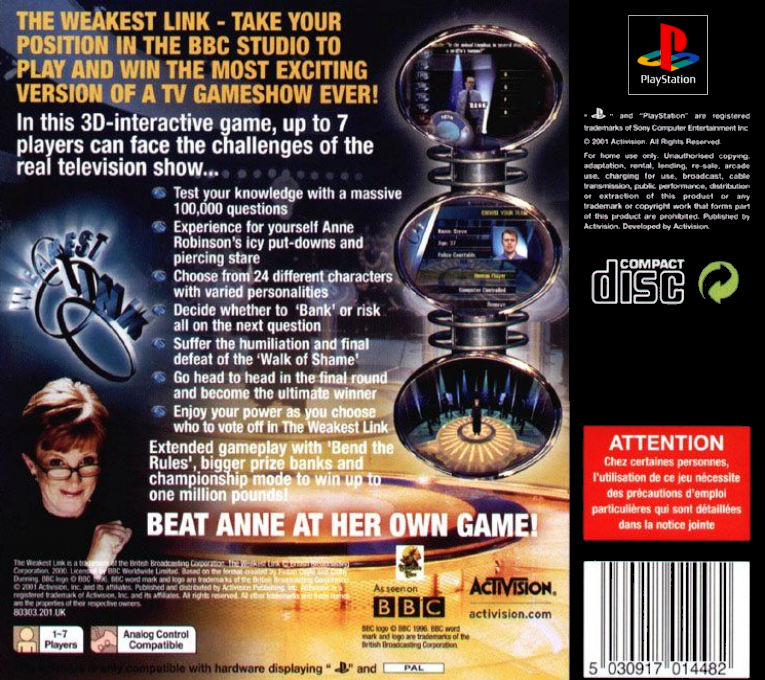 Weakest Link, The — box-2D-back (EU)