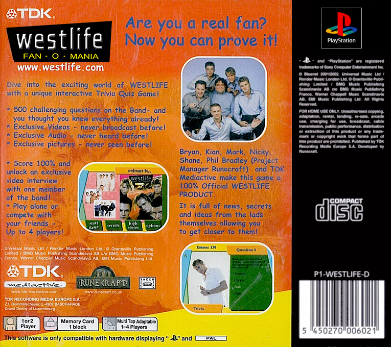 Westlife - Fan-o-mania — box-2D-back (EU)