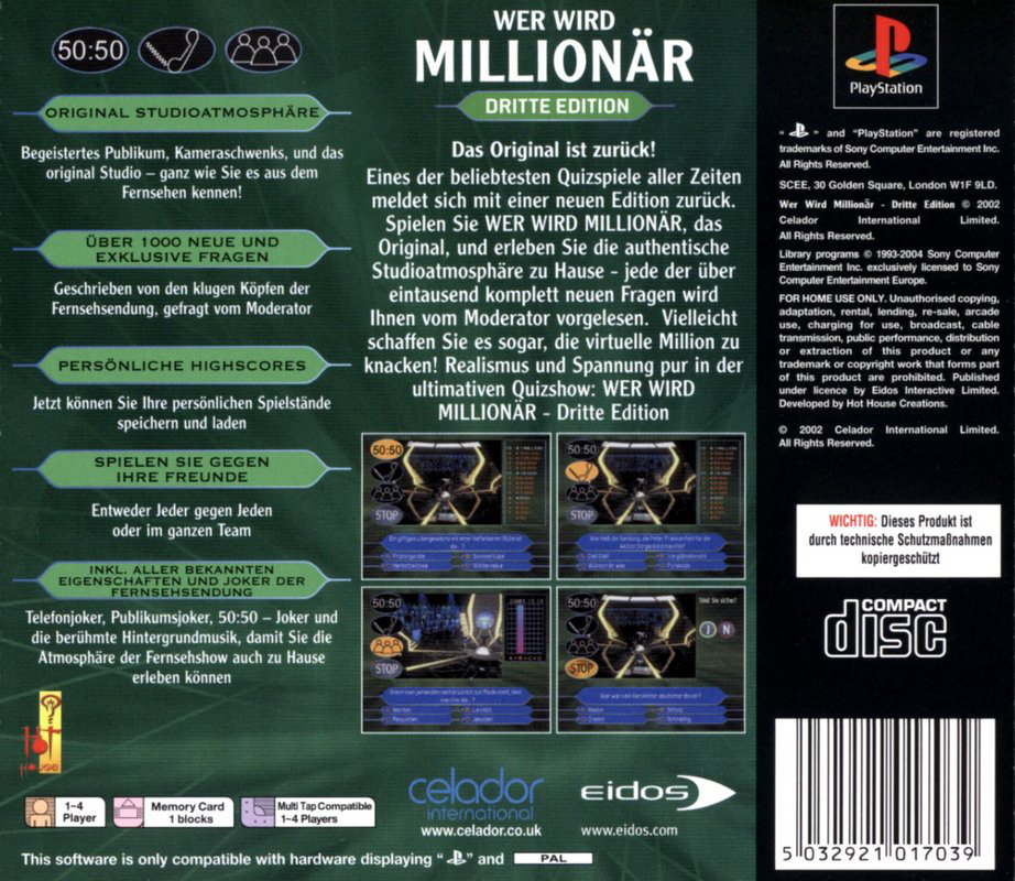 Who Wants To Be A Millionaire ? 3rd Edition — box-2D-back (DE)