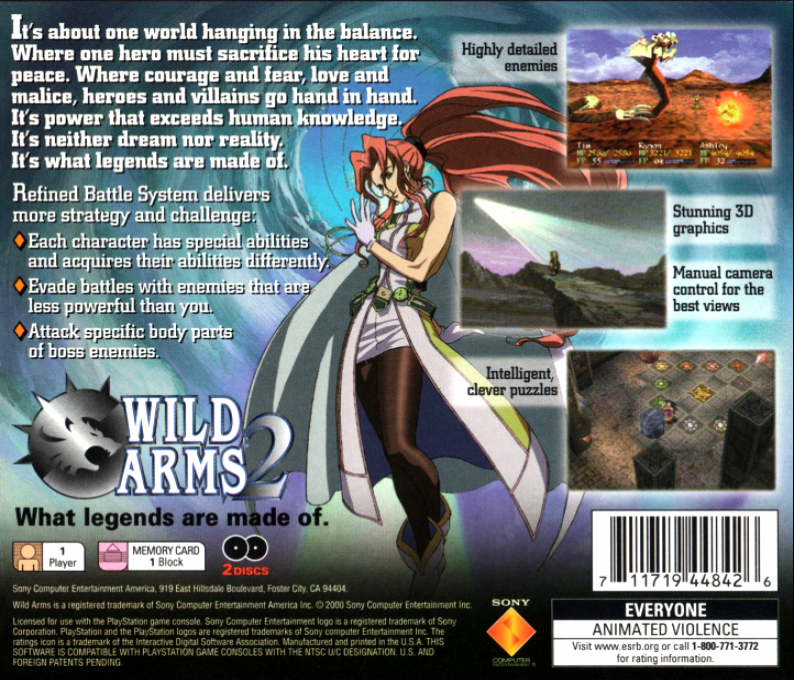 Wild Arms 2 — box-2D-back (US)