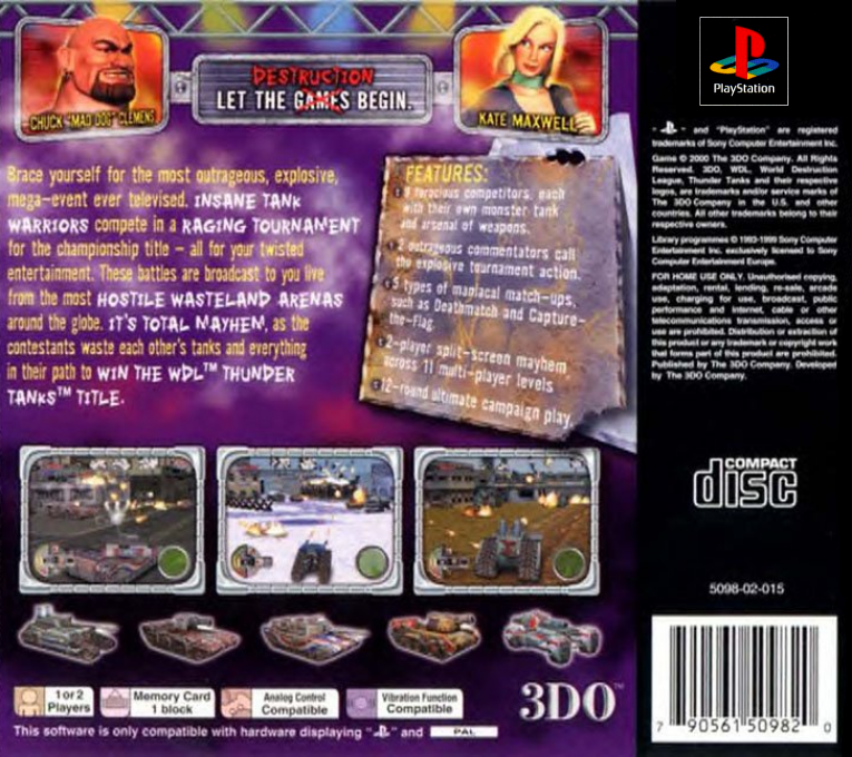 World Destruction League - Thunder Tanks — box-2D-back (EU)