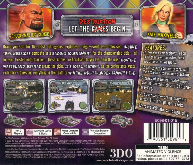 World Destruction League - Thunder Tanks — box-2D-back (US)
