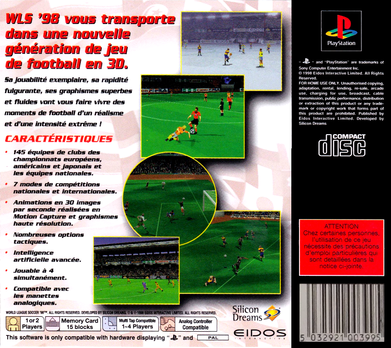 World League Soccer 98 — box-2D-back (FR)