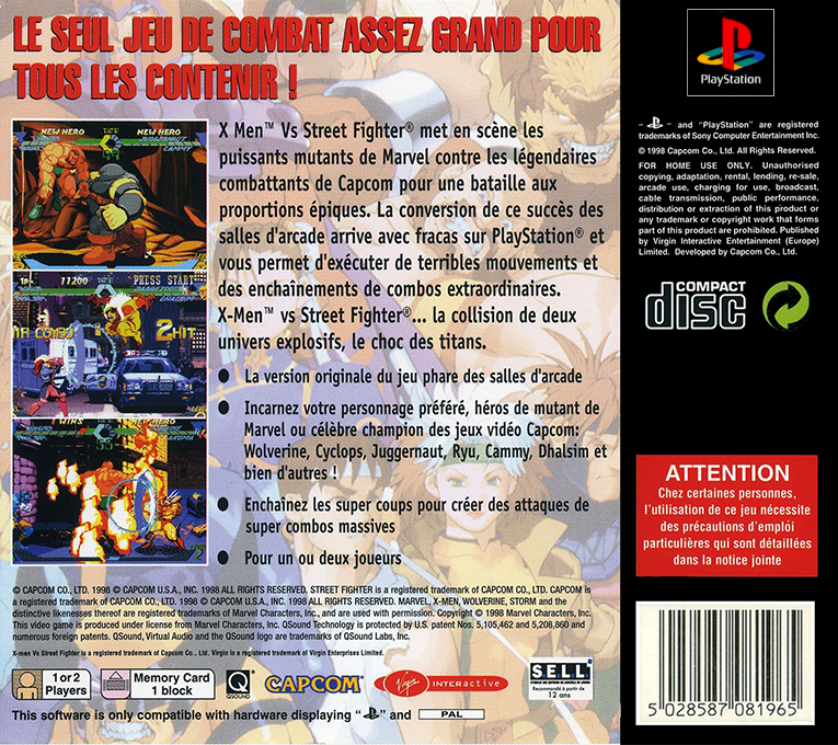 X-men Vs Street Fighter — box-2D-back (FR)
