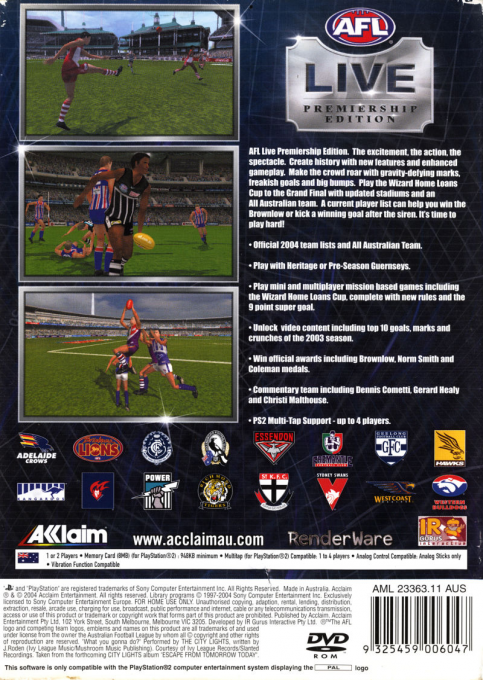 Afl Live Premiership Edition — box-2D-back (AU)