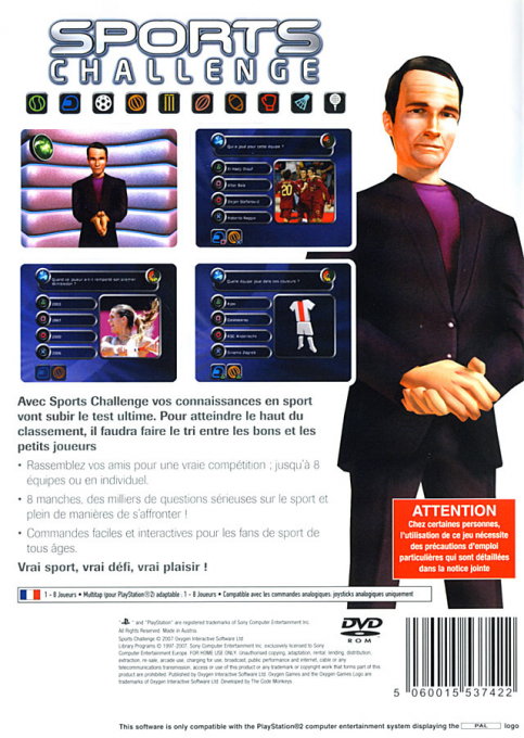 Alan Hansen's Sports Challenge — box-2D-back (FR)