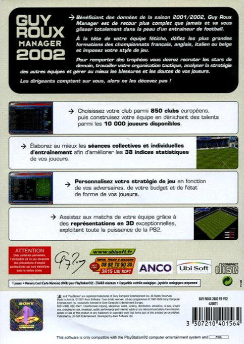 Guy Roux Manager 2002 — box-2D-back (FR)
