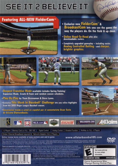 All-star Baseball 2005 — box-2D-back (US)
