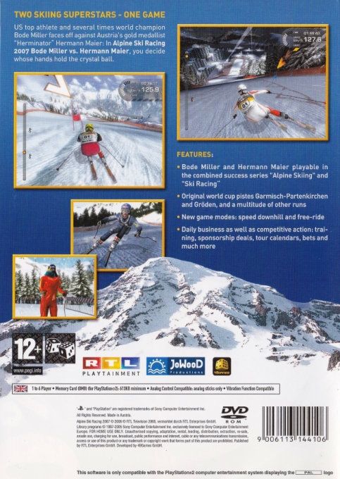 Alpine Ski Racing 2007 - Bode Miller vs. Hermann Maier — box-2D-back (EU)