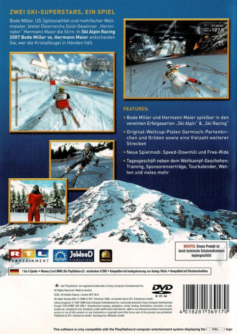 Alpine Ski Racing 2007 - Bode Miller vs. Hermann Maier — box-2D-back (DE)