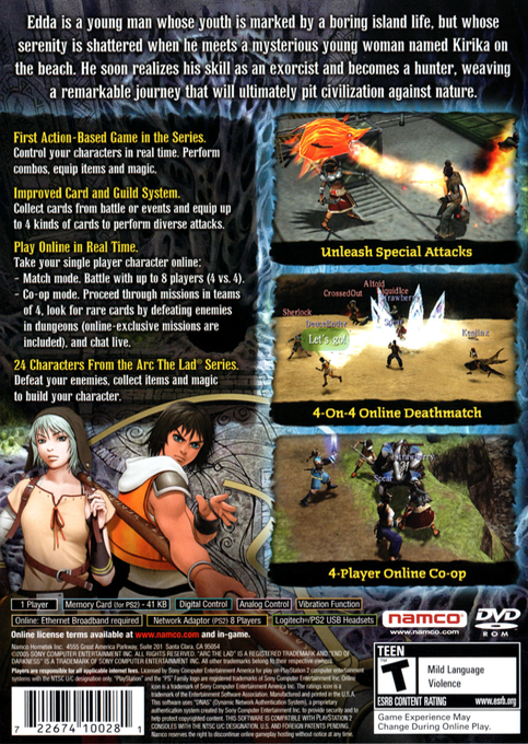 Arc The Lad - End Of Darkness — box-2D-back (US)