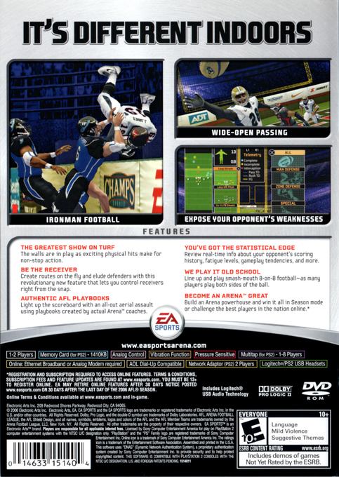 Arena Football — box-2D-back (US)