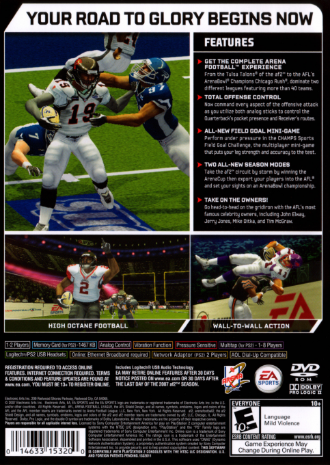 Arena Football - Road To Glory — box-2D-back (US)