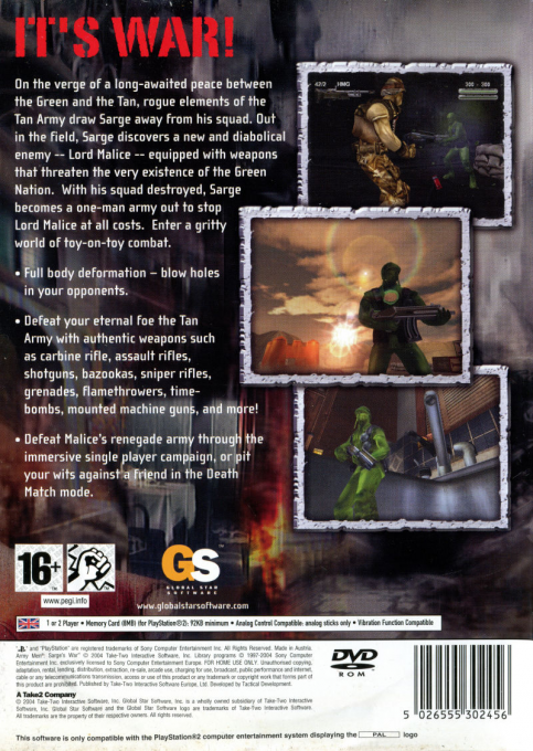 Army Men - Sarge's War — box-2D-back (EU)