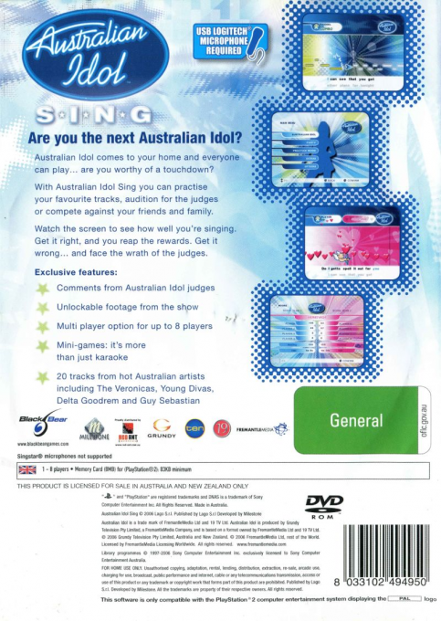 Australian Idol Sing — box-2D-back (AU)