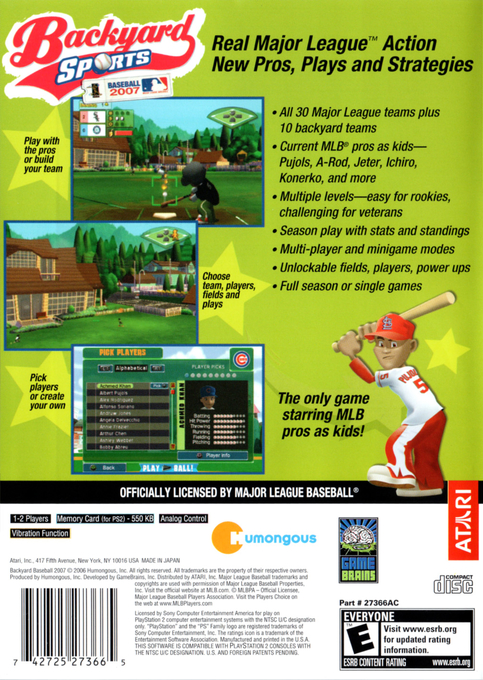 Backyard Sports Baseball 2007 — box-2D-back (US)