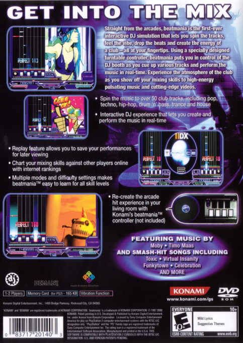 Beat Mania — box-2D-back (US)