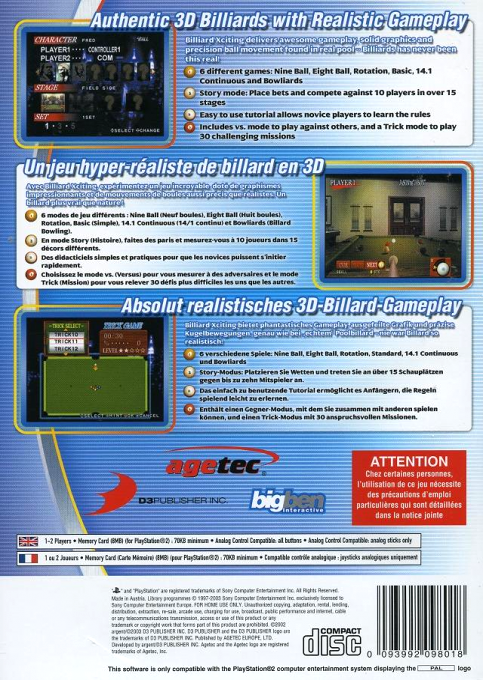 Billiards Xciting — box-2D-back (EU)