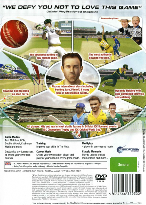 Brian Lara International Cricket 2005 — box-2D-back (AU)