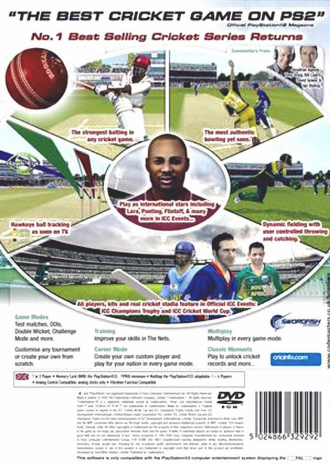 Brian Lara International Cricket 2005 — box-2D-back (EU)