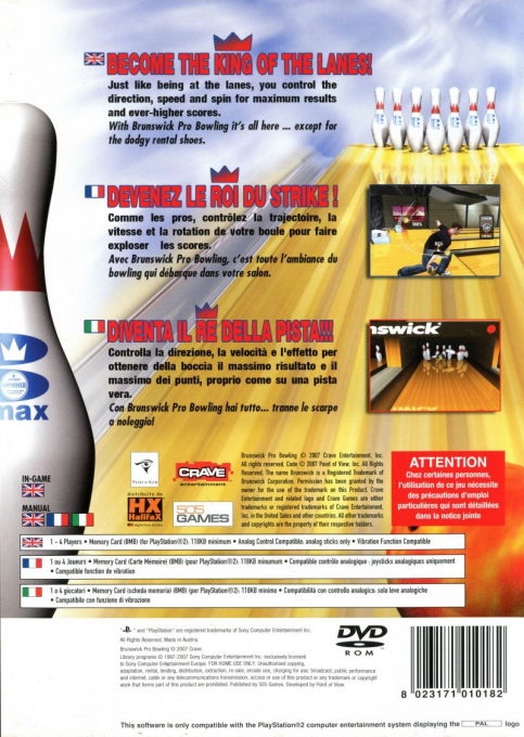 Brunswick Pro Bowling — box-2D-back (EU)