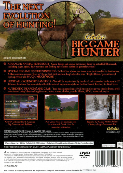 Cabela's Big Game Hunter — box-2D-back (AU)