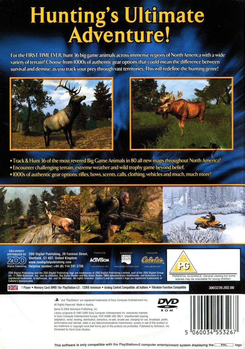 Cabela's Big Game Hunter 2005 Adventures — box-2D-back (EU)