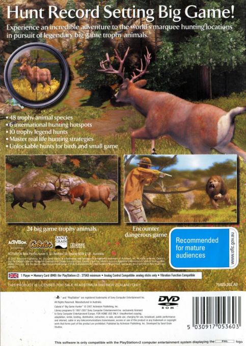 Cabela's Big Game Hunter 2008 — box-2D-back (AU)