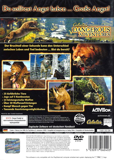 Cabela's Dangerous Adventures — box-2D-back (DE)
