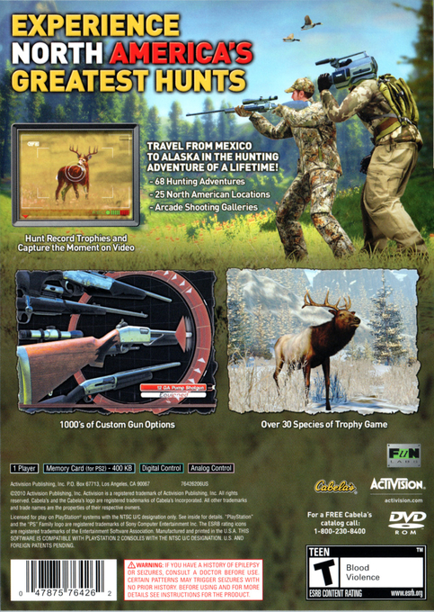 Cabela's North American Adventures — box-2D-back (US)