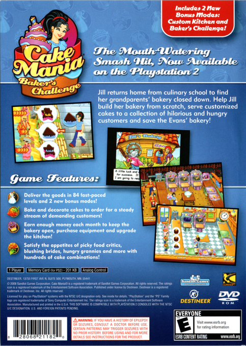 Cake Mania - Baker's Challenge — box-2D-back (US)