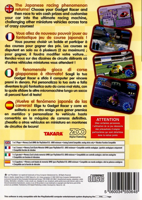 Gadget Racers — box-2D-back (EU)