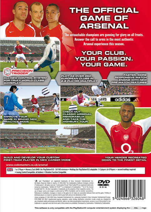 Club Football 2005 - Arsenal — box-2D-back (EU)