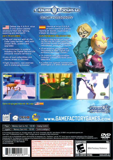 Code Lyoko - Quest For Infinity — box-2D-back (US)